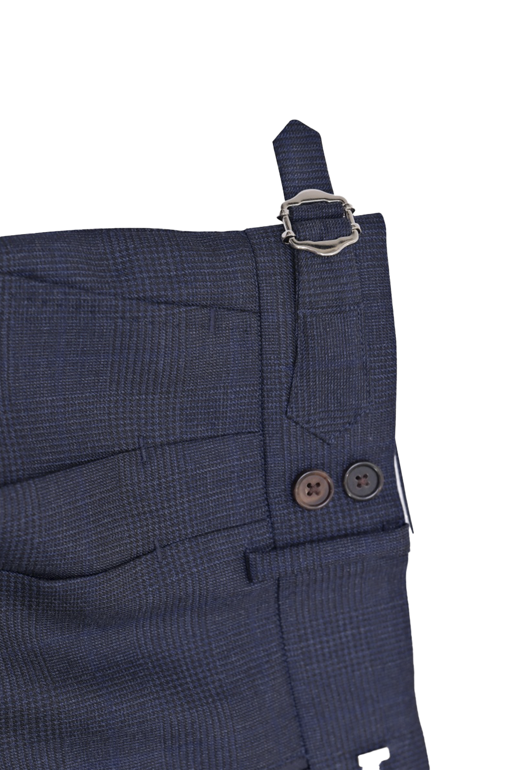 Lanifício T.Ingeniator - Calça em lã merino super 120's, 17.75µ, com ajuste lateral - Azul Príncipe de Gales