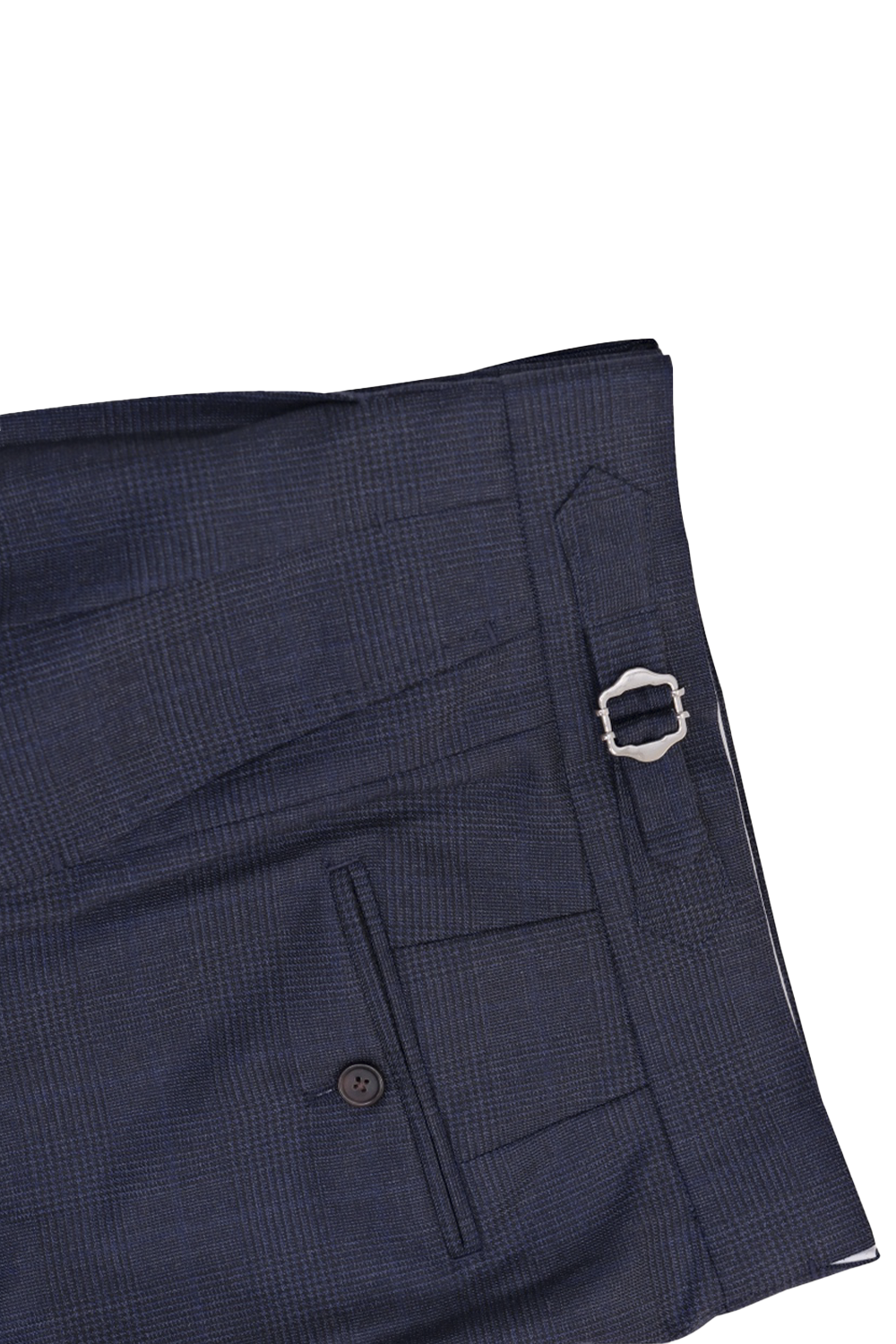 Lanifício T.Ingeniator - Calça em lã merino super 120's, 17.75µ, com ajuste lateral - Azul Príncipe de Gales