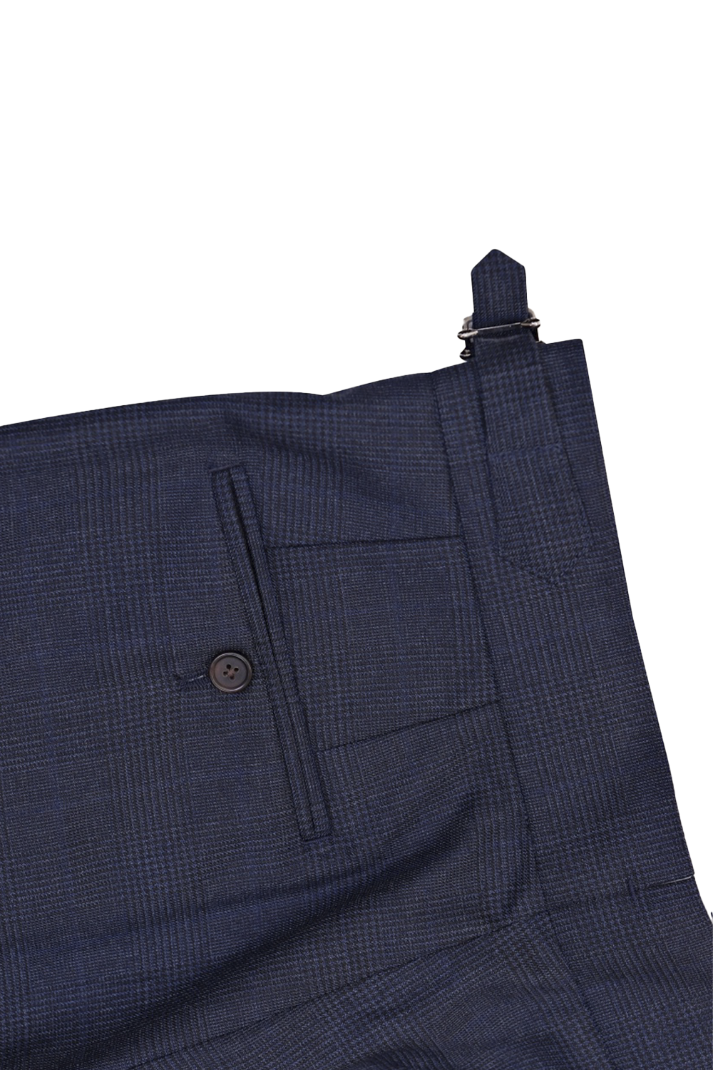 Lanifício T.Ingeniator - Calça em lã merino super 120's, 17.75µ, com ajuste lateral - Azul Príncipe de Gales