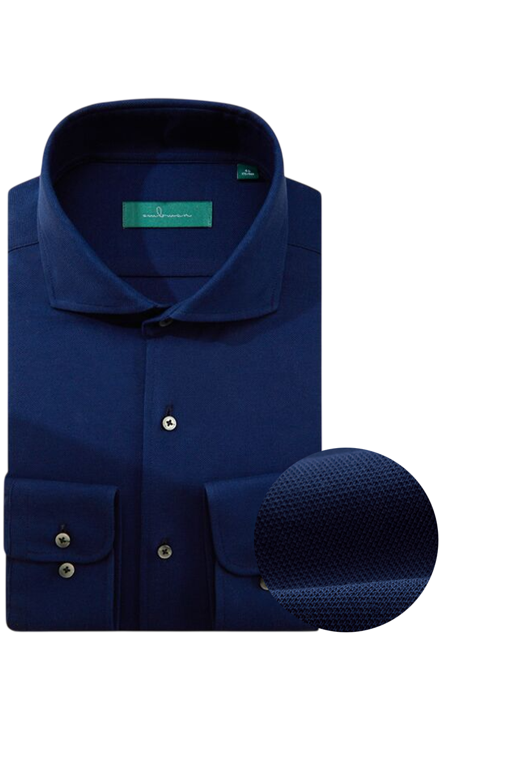 Camisa de manga comprida com colarinho windsor, com elastano - Azul marinho