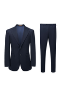 Costume single breasted, em lã tropical com elastano, lapela notched -  Azul Marinho