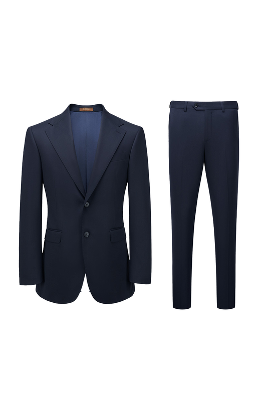 Costume single breasted, em lã tropical com elastano, lapela notched -  Azul Marinho