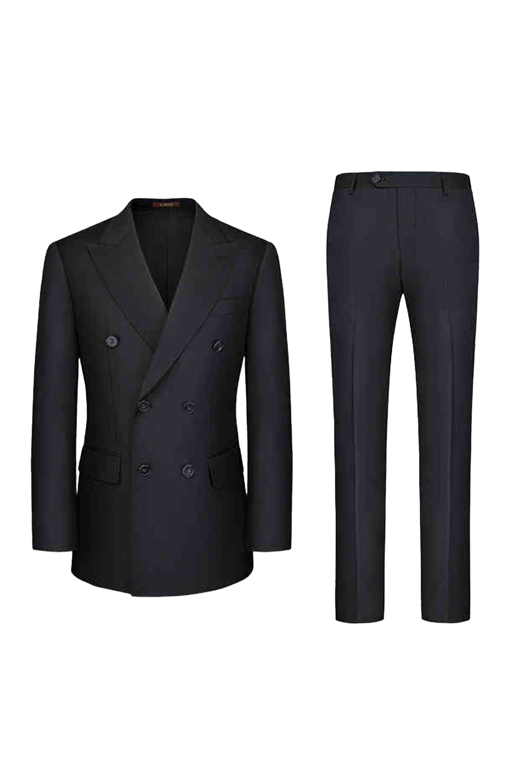 Costume double breasted, em lã tropical, lapela peak- Groom Preto