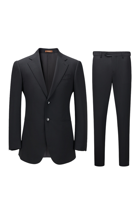 Costume single breasted, em lã merino super 110 18.25 µ com elastano, lapela notched -  Hands-on Preto