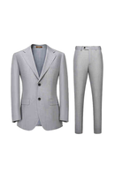 Costume single breasted, em lã tropical com elastano, lapela notched -  Cinza Nuvem