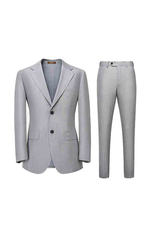 Costume single breasted, em lã tropical com elastano, lapela notched -  Cinza Nuvem