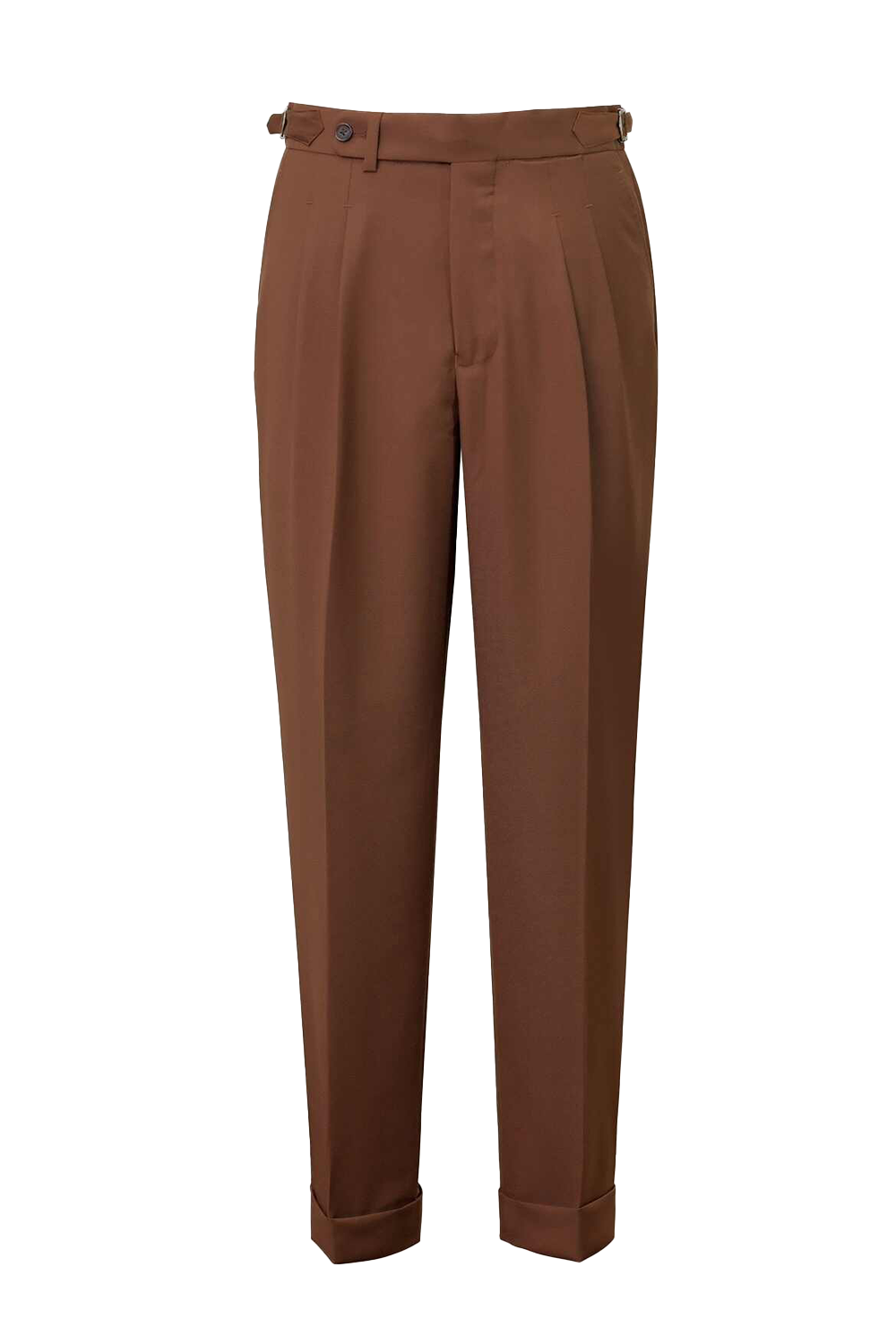 Calça em lã merino super 120's, 17.75µ, com ajuste lateral - Marrom Coral