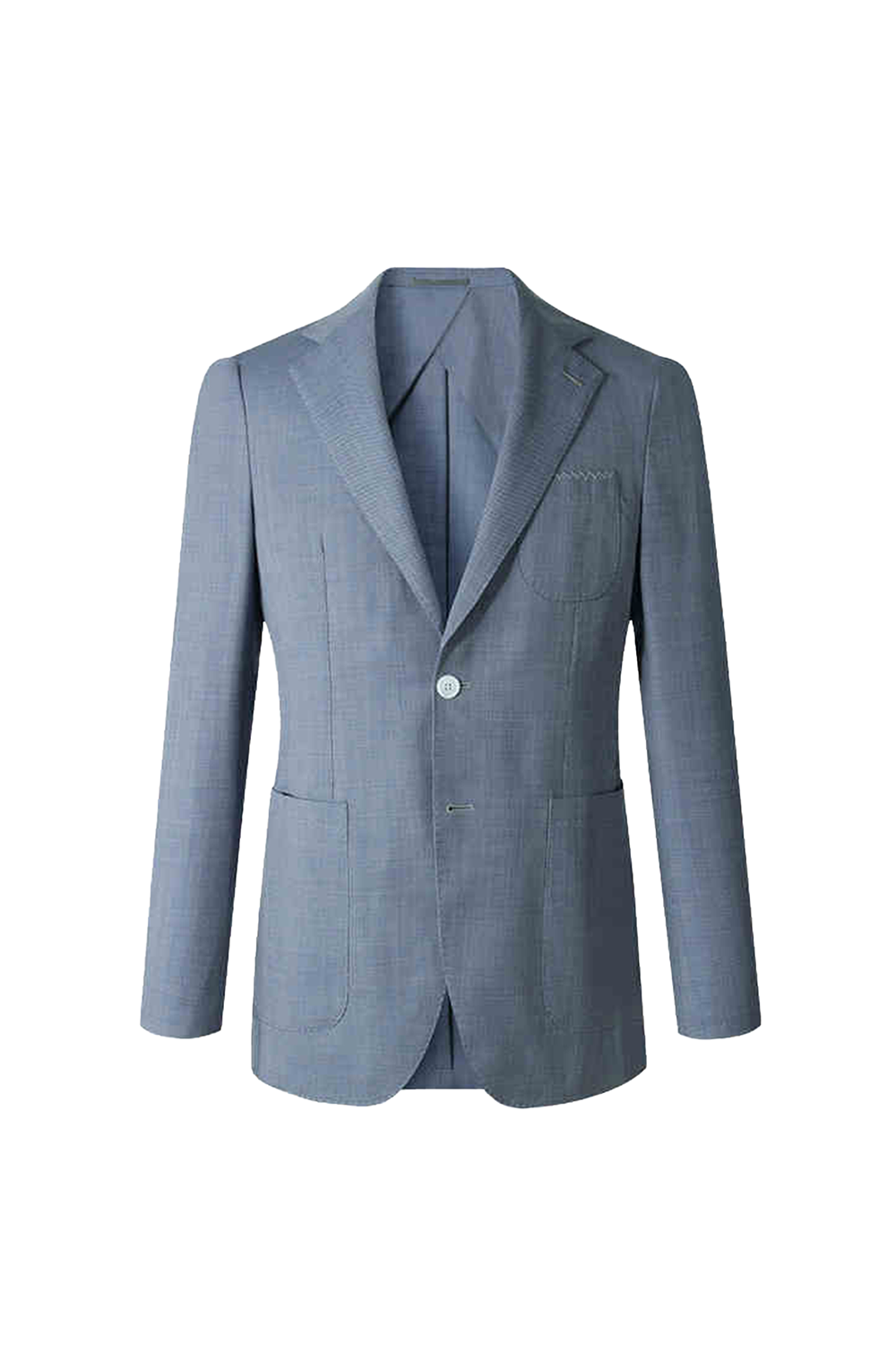 Lanifício Ariston Napoli - Blazer desestruturado single breasted com lapela notched, em lã super 140'S, 16.75 µ - Azul