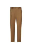 Tombolini - Calça de modelagem italiana, em lã GUABELLO 130's 17.25 micron com ajustadores laterais - Telha