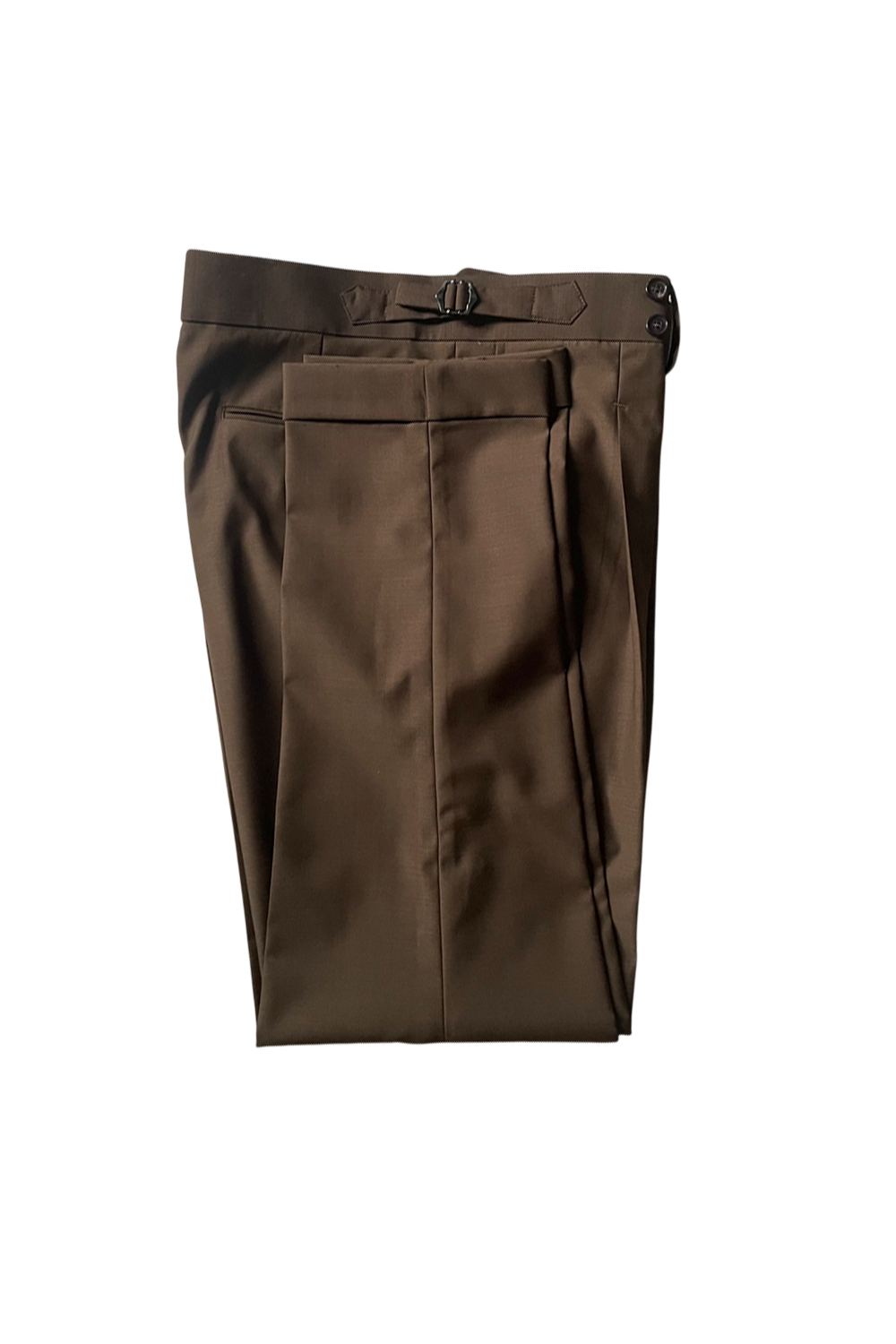 Calça em lã merino, super 100's 18.75 micron, com ajustadores laterais - Marrom escuro