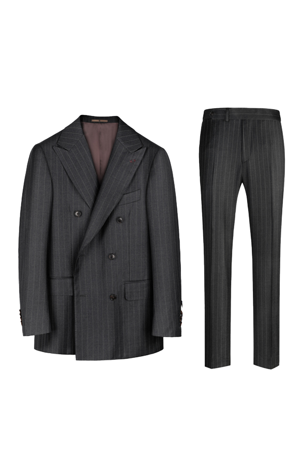 Lanifício Vitale Barberis Canonico - Costume double breasted 6x2, half canvas, lapela peak, em lã merino super 110 18.25 µ - Cinza noturno (VBC)