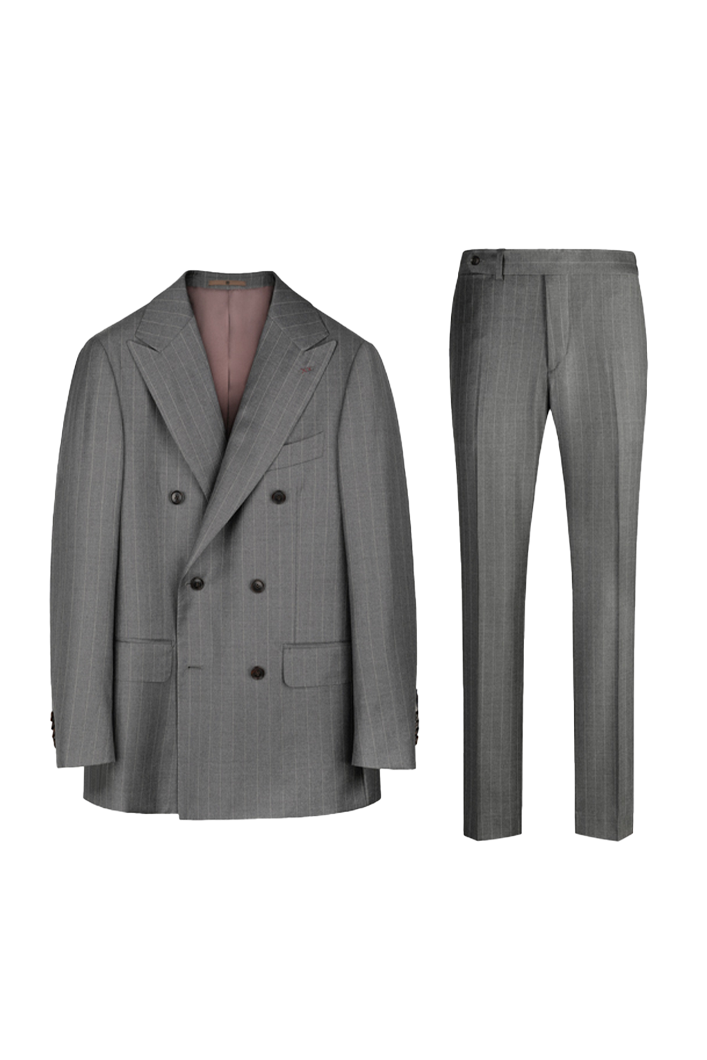 Lanifício Vitale Barberis Canonico - Costume double breasted 6x2, half canvas, lapela peak, em lã merino super 110 18.25 µ - Cinza risca de giz (VBC)