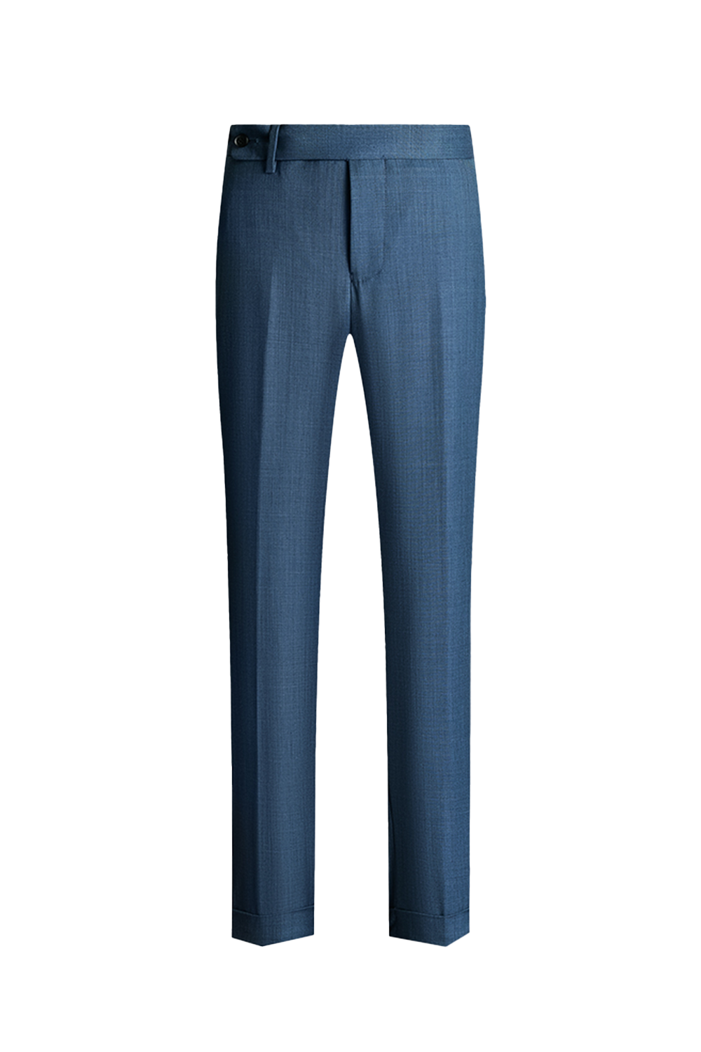 Calça em modelagem italiana, em lã tropical com cintura alta e ajustadores laterais - Azul Índigo