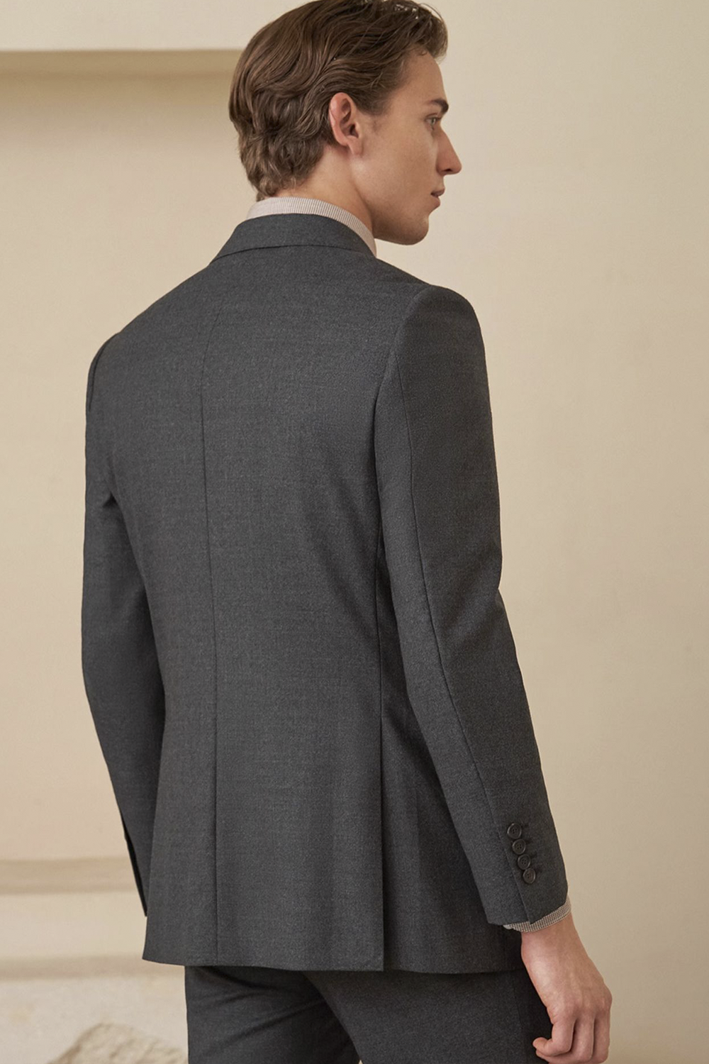 Lanifício Vitale Barberis Canonico - Costume single breasted, half canvas, lapela notched, em lã merino super 110 18.25 µ - Cinza Sândalo