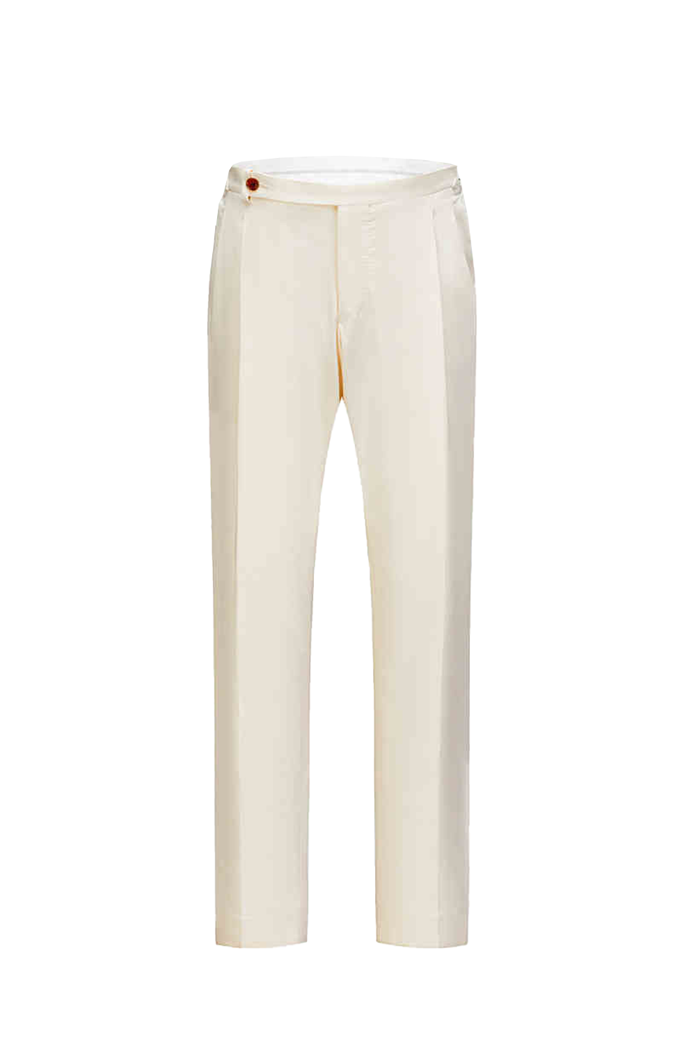 Calça de modelagem italiana, com ajustadores laterais 100% algodão - Branca Creme