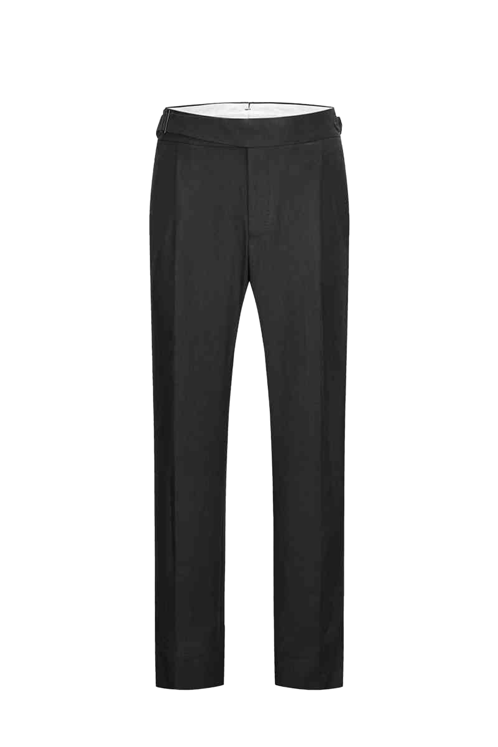 Calça de modelagem gurkha, 100% linho hopsack, com faixa frontal e ajustador lateral - Gork Preta