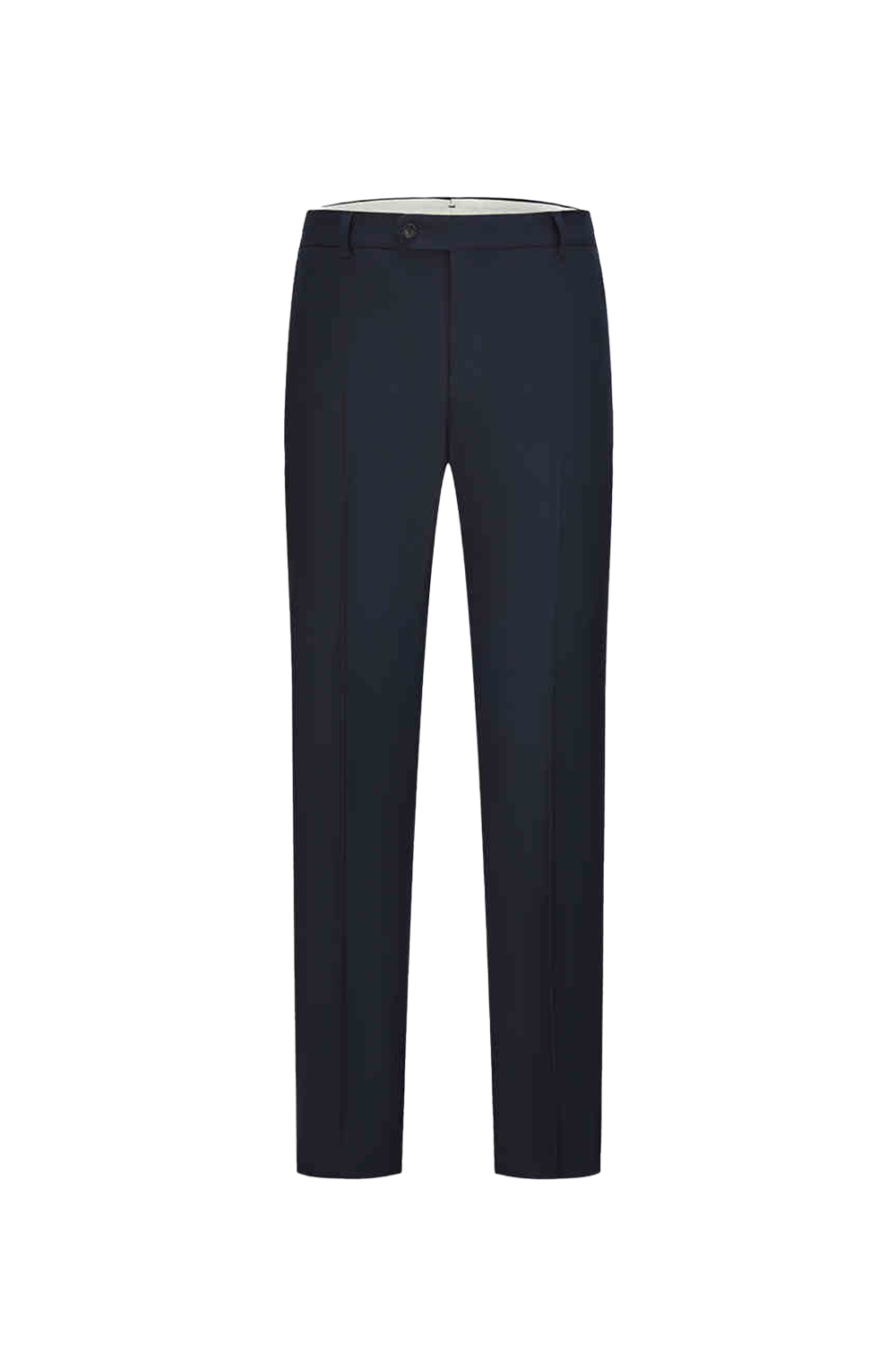 Calça de modelagem italiana, em lã super 130'S com 17.20 µ com cintura alta e passantes de cinto - Exalt Azul Marinho
