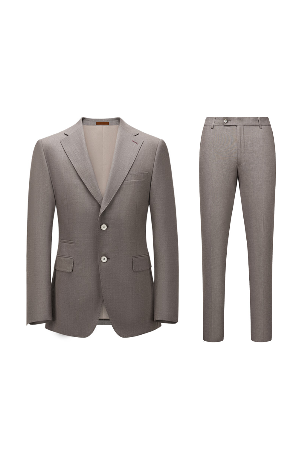 Costume single breasted em poliviscose, com lapela notched larga - Grandeur Taupe