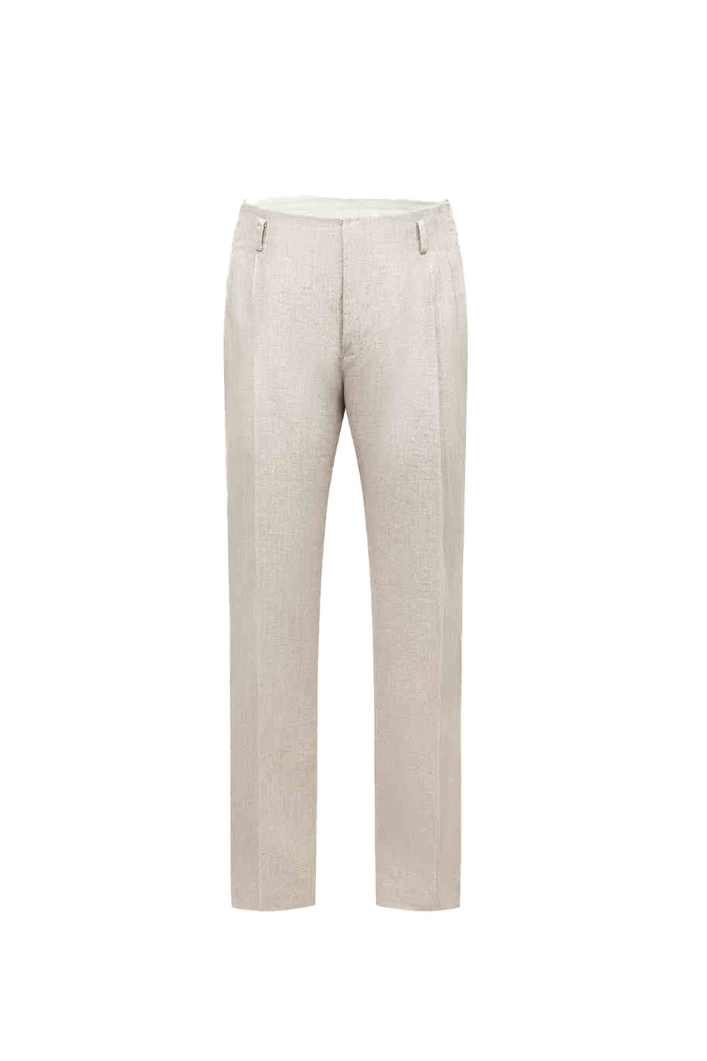 Calça de modelagem italiana, 100% linho hopsack, com cós de hollywood - Palha Crua