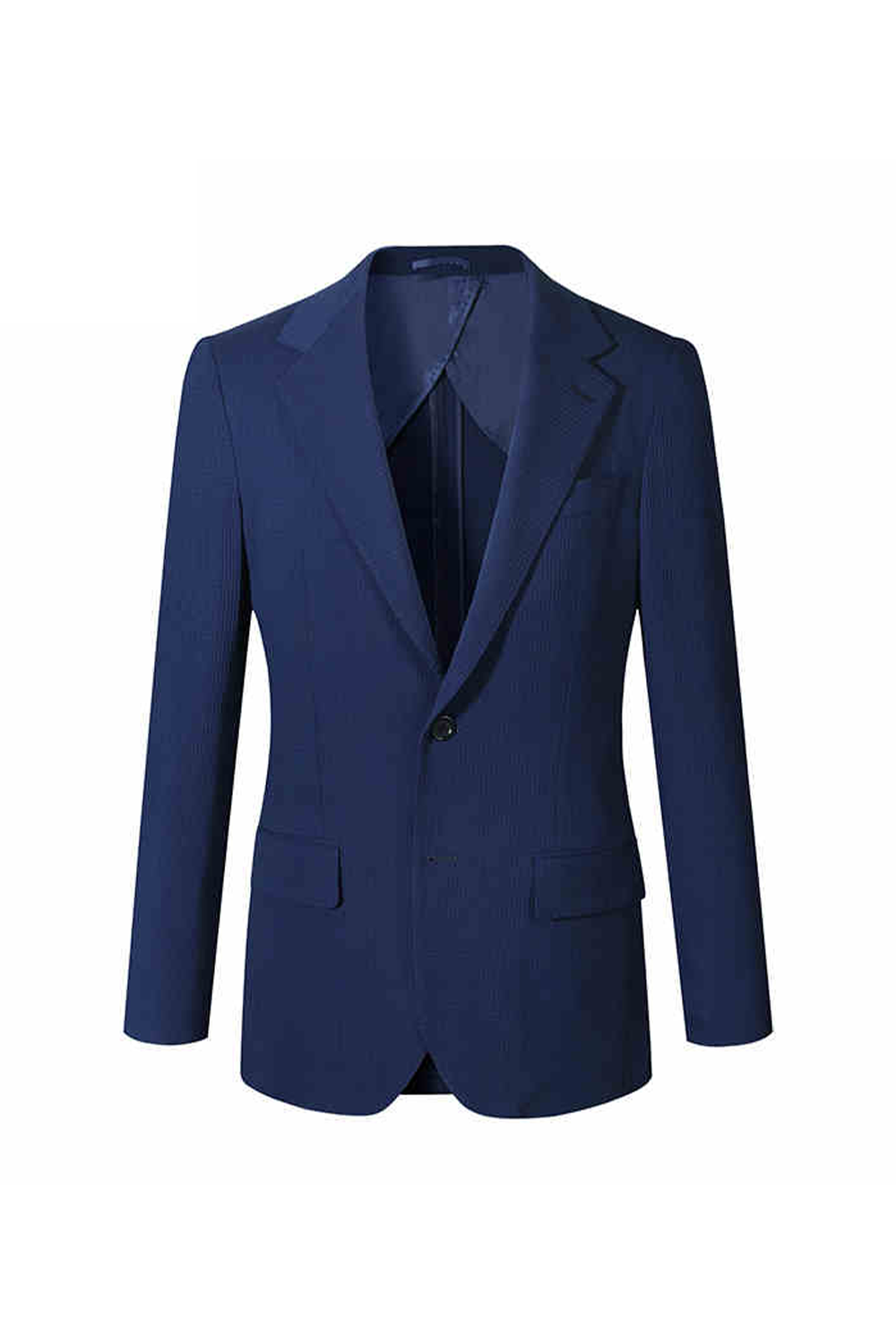 Lanificio F.lli Cerruti 1881 - Blazer single breasted com lapela notched, em lã com elastano, seersucker - Azul Royal