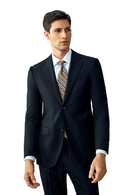 Costume single breasted, em lã tropical, com lapela notched - Preto