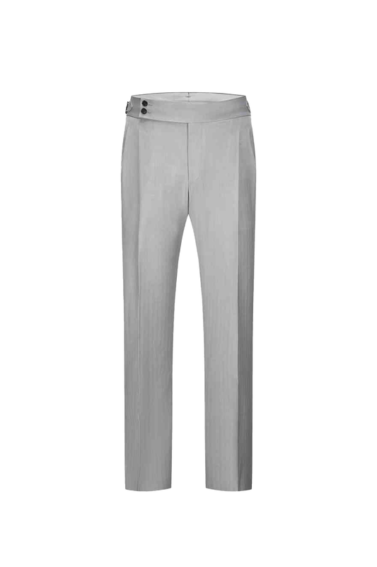 Lanifício Drago - Calça de modelagem italiana, em lã merino 130's 17.25 micron, com ajuste lateral - Silver
