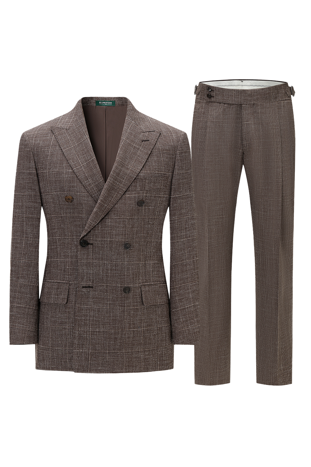Lanifício Vitale Barberis Canonico - Costume double breasted 6x2, half canvas em lã, linho e seda com lapela peak - Marrom café