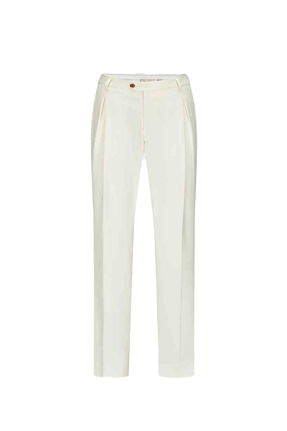 Calça de modelagem italiana, em lã super 130'S com 17.20 µ com cintura alta e passantes de cinto - Ristretto branca