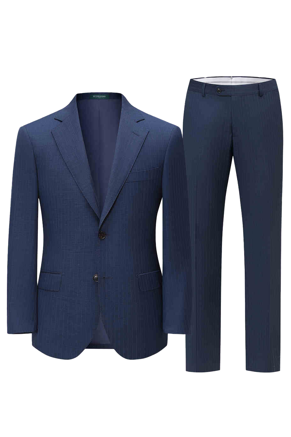 Costume single breasted half canvas, com lapela notched, 100% lã super 120'S com 17.75 µ - Azul riscado