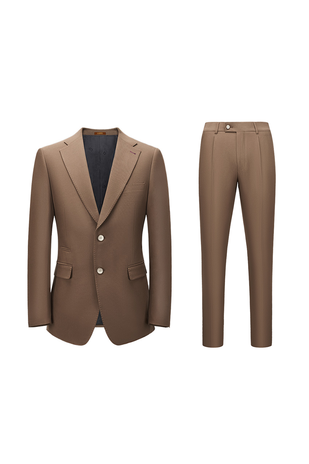 Costume single breasted em poliviscose, com lapela notched larga - Grandeur Castanho
