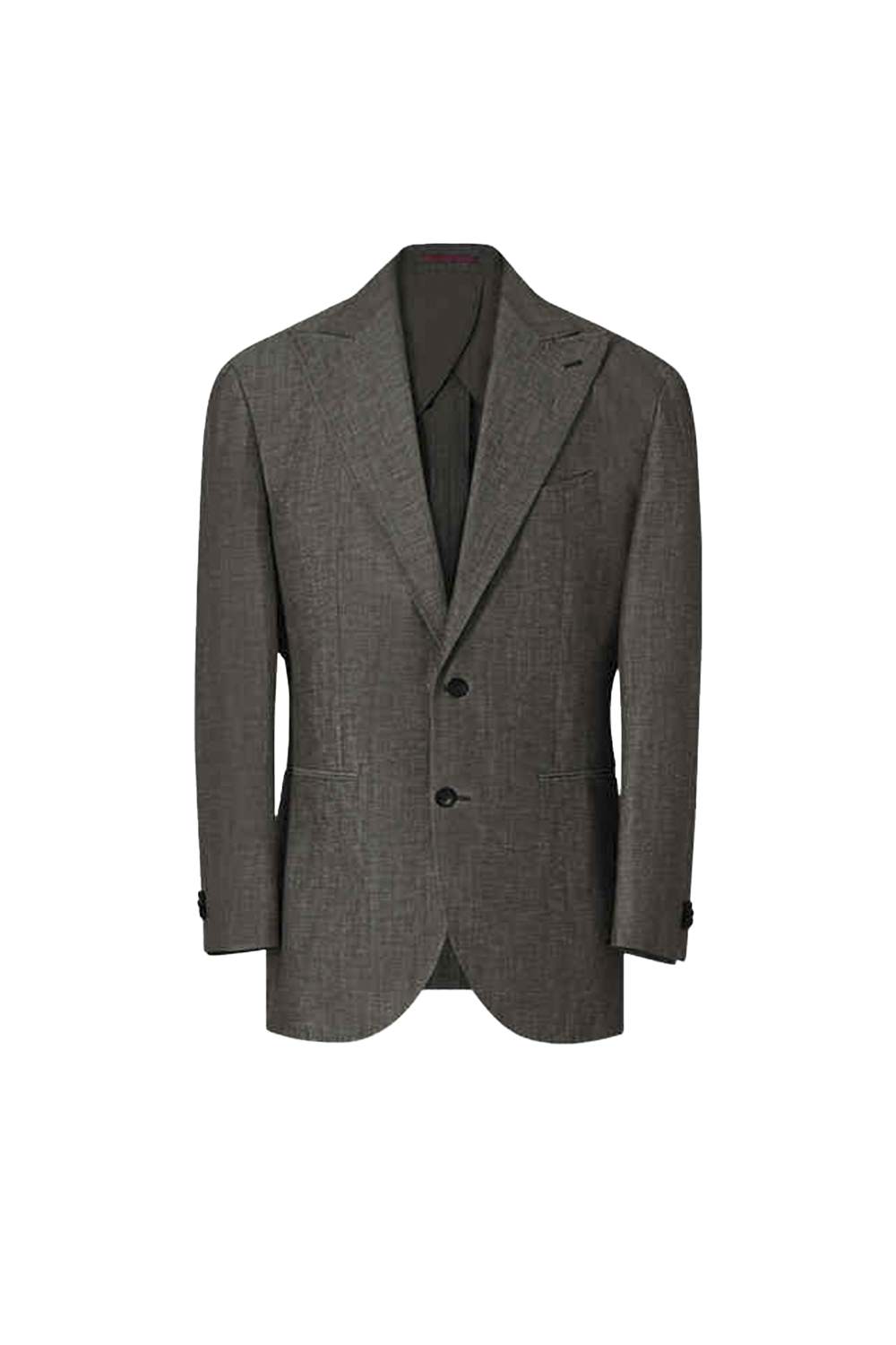 Blazer single breasted com lapela peaked large, em lã com linho - Cinza escuro