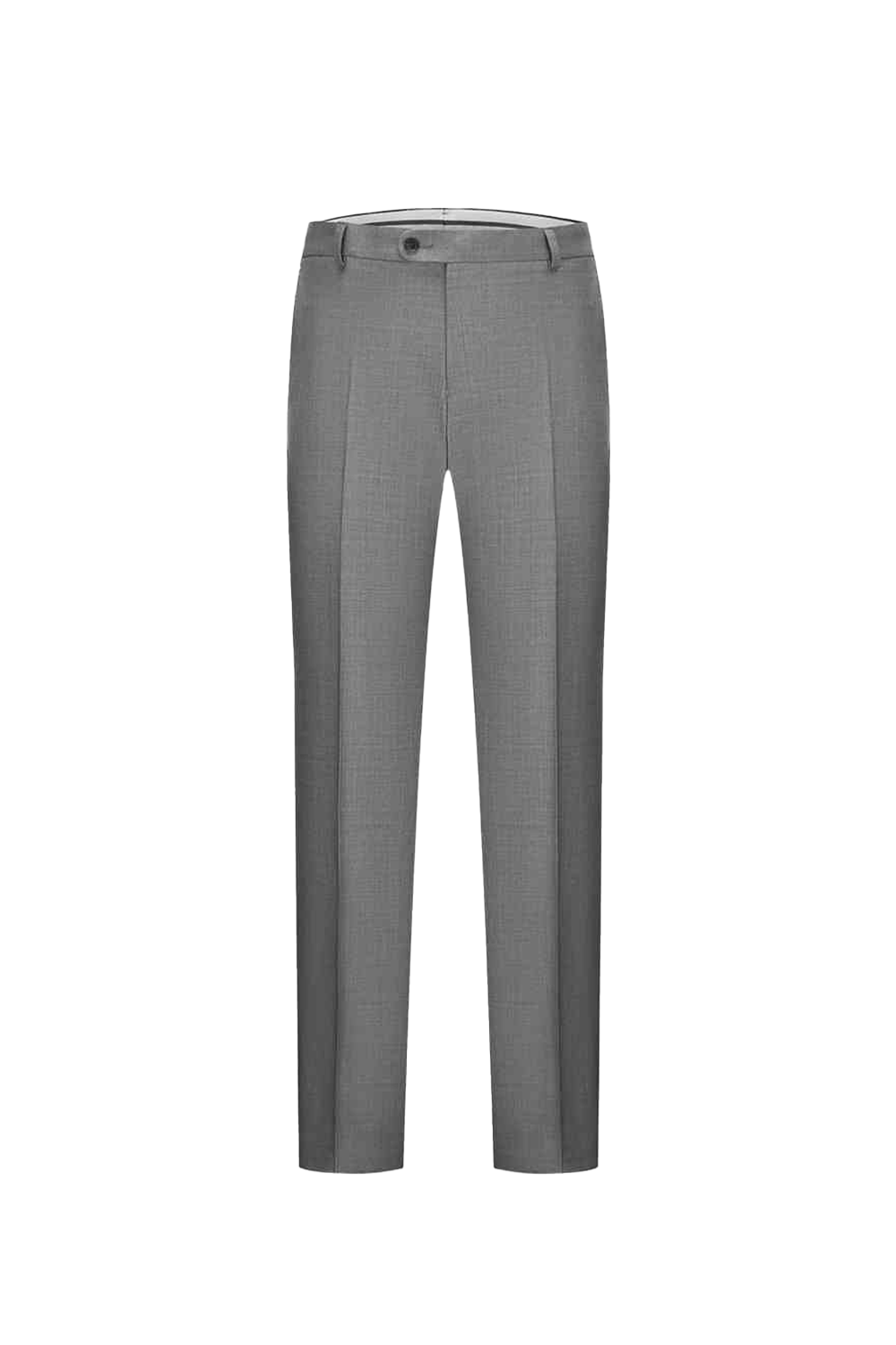 Calça de modelagem italiana, em lã super 130'S com 17.20 µ com cintura alta e passantes de cinto - Exalt Cinza