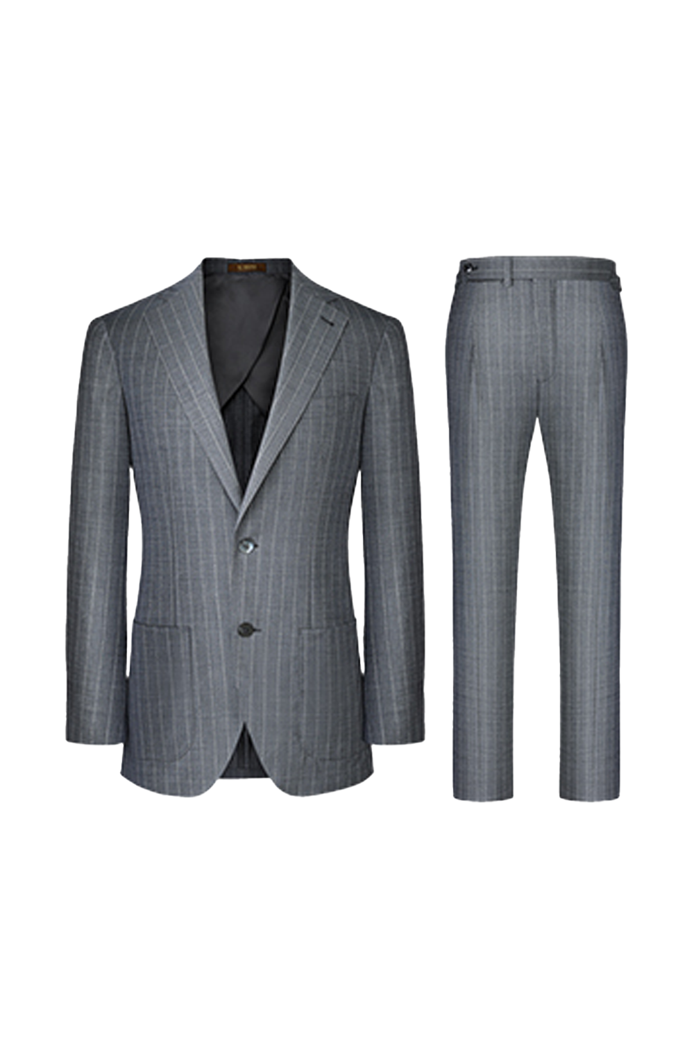 Costume single breasted, em lã tropical, com lapela notched - Lorenzo Avid Cinza Padronagem