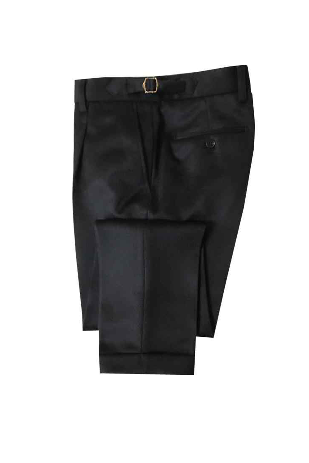 Calça em lã merino, super 100's 18.75 micron de textura flanelada, com ajustadores laterais e passantes - Brit Preta