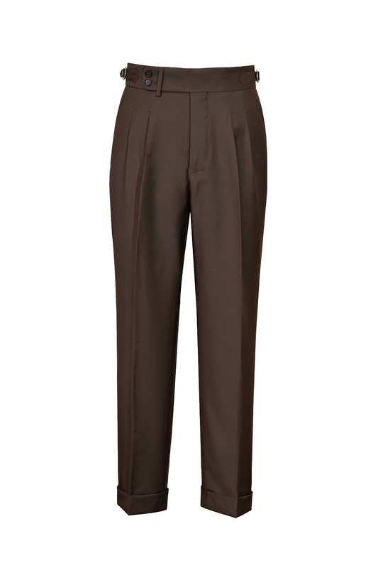 T.Ingeniator - Calça em lã merino super 120's, 17.75µ, com ajuste lateral - Marrom