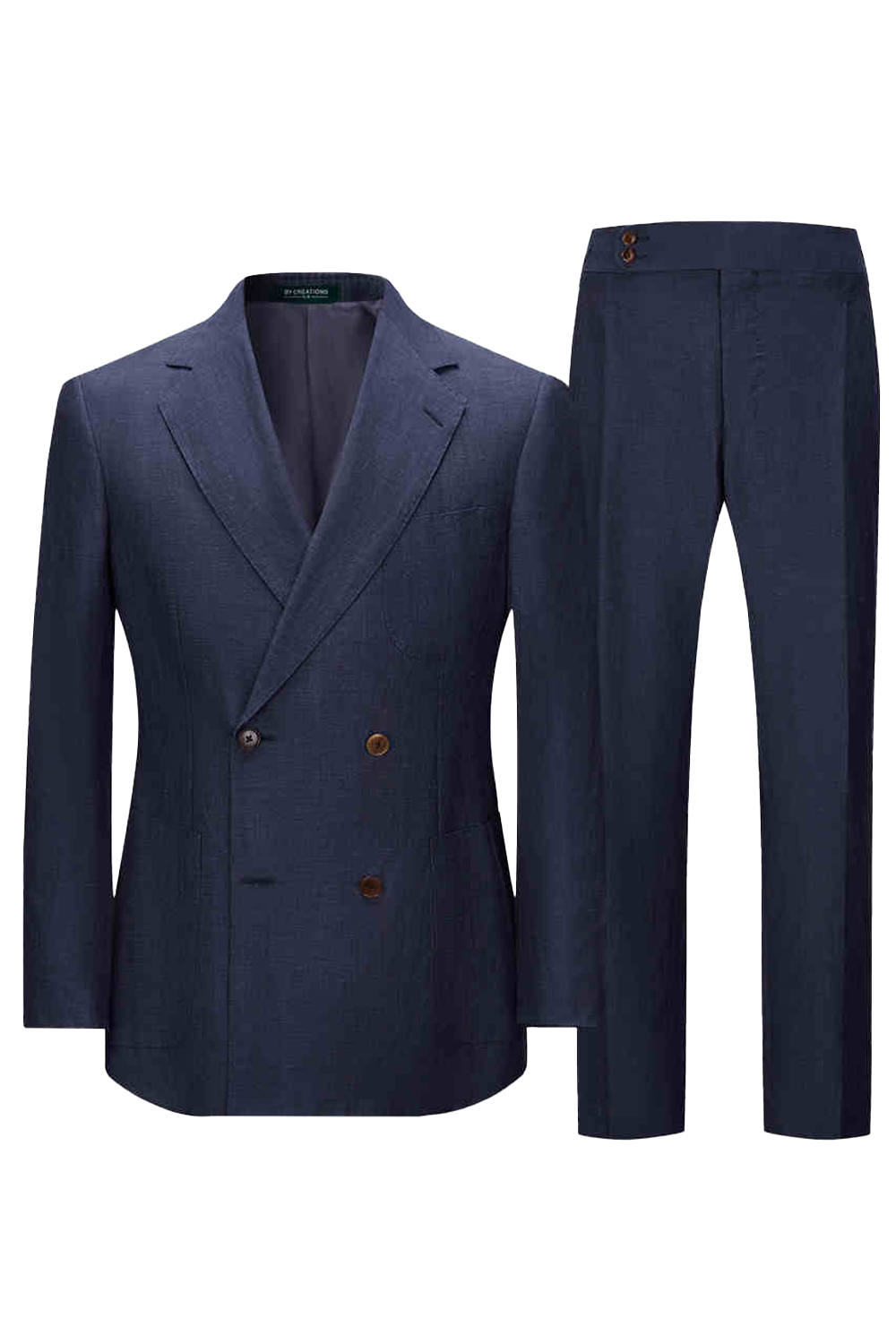 Lanifício Vitale Barberis Canonico - Costume double breasted 4x1, half canvas em lã e linho, com lapela notched - Azul