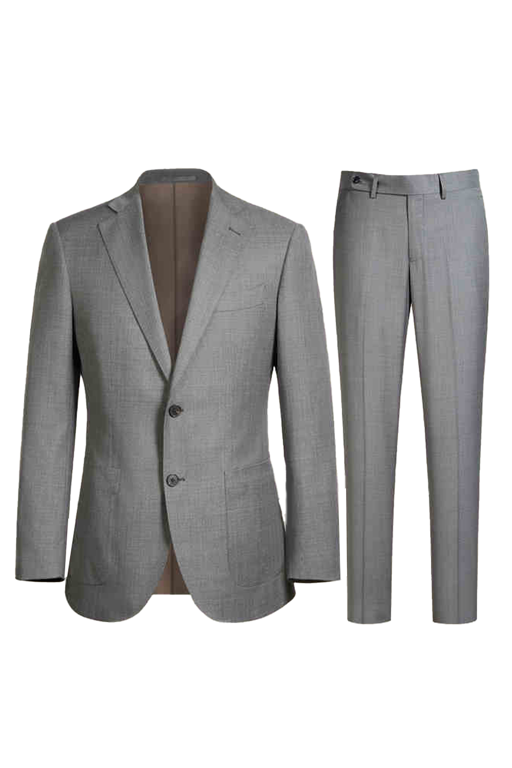 Costume single breasted em poliviscose, com lapela notched média - Cinza