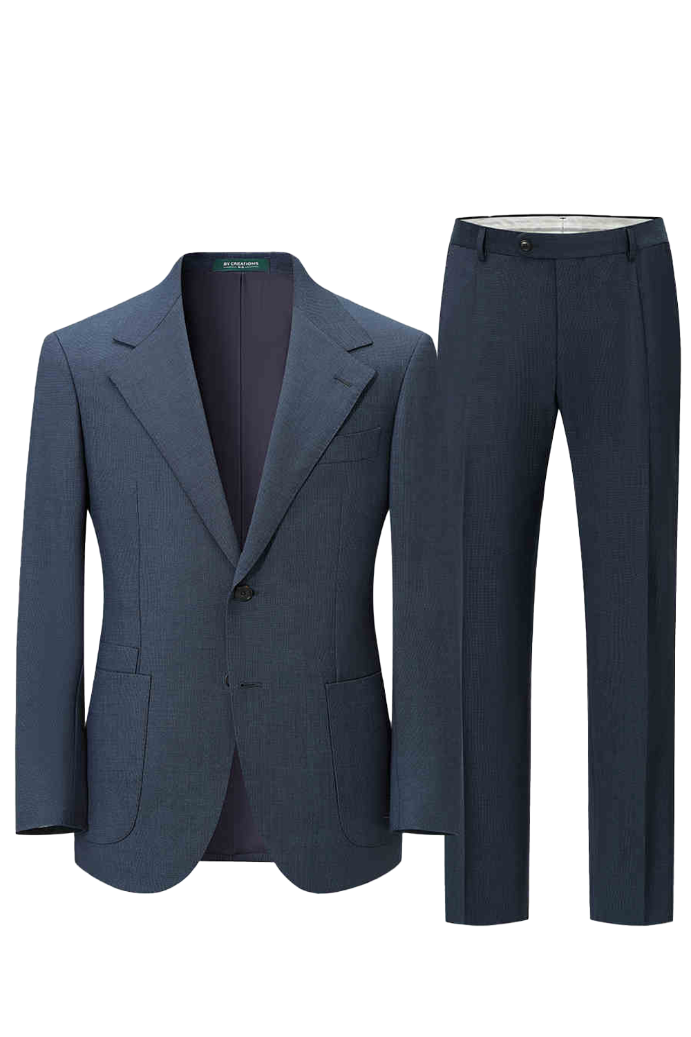 Lanificio F.lli Cerruti 1881 - Costume half canvas, single breasted em lã merino 130’s com 17.75 µ, lapela notched - Azul