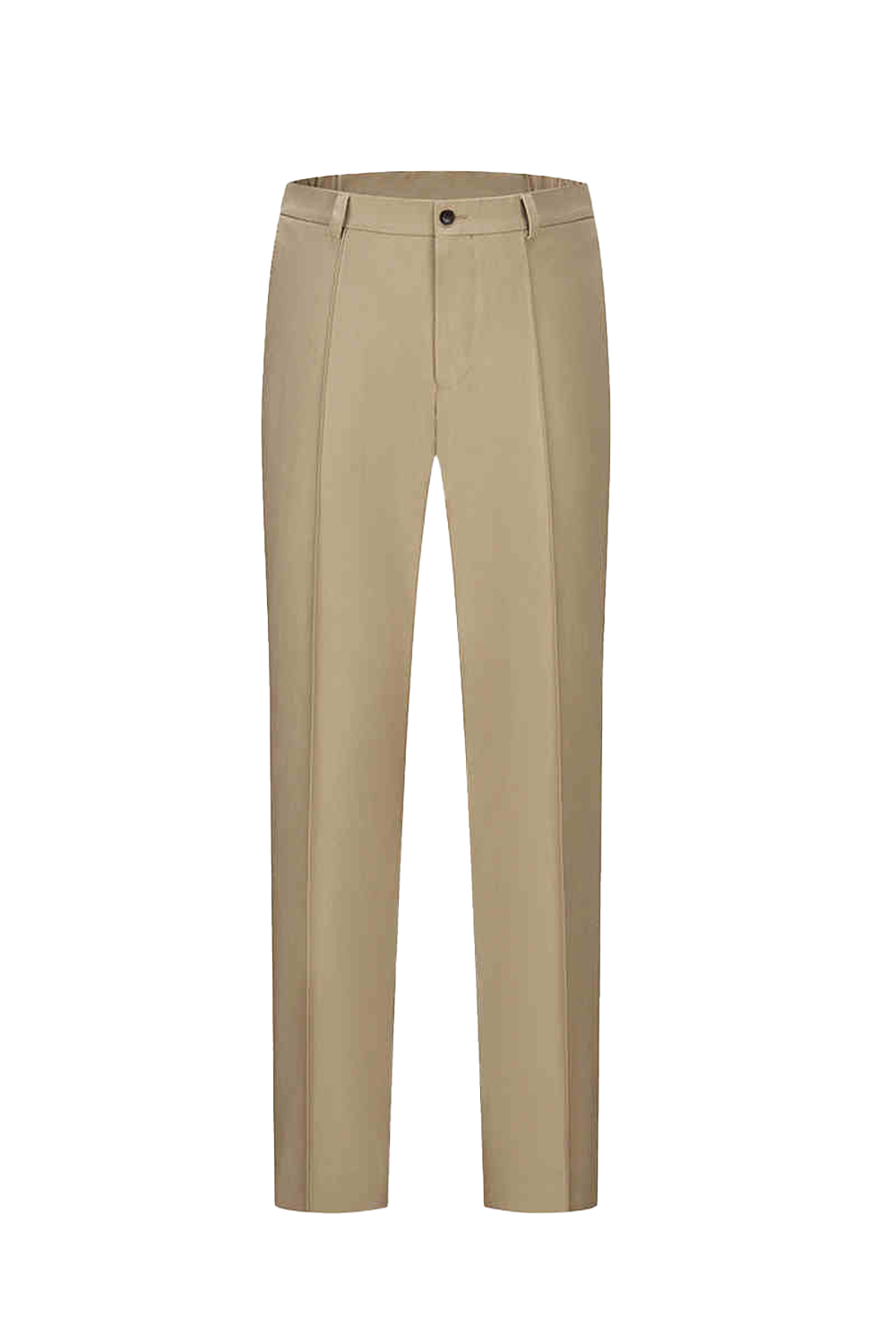 Calça de modelagem italiana, 100% algodão, com cintura alta e passantes de cinto - Khaki