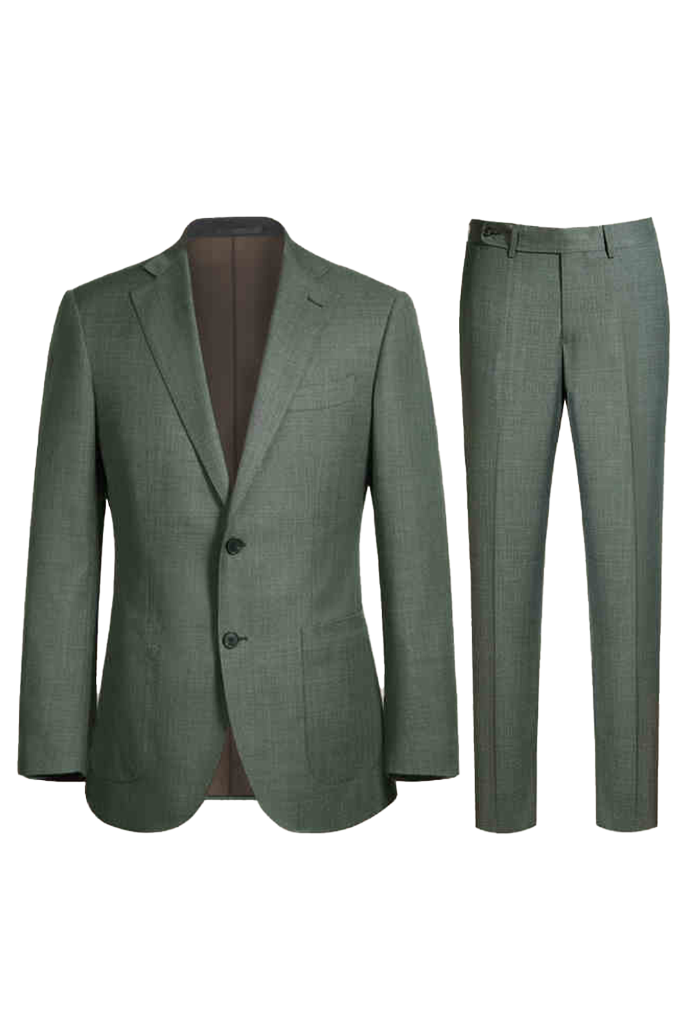 Costume single breasted em poliviscose, com lapela notched média - Verde