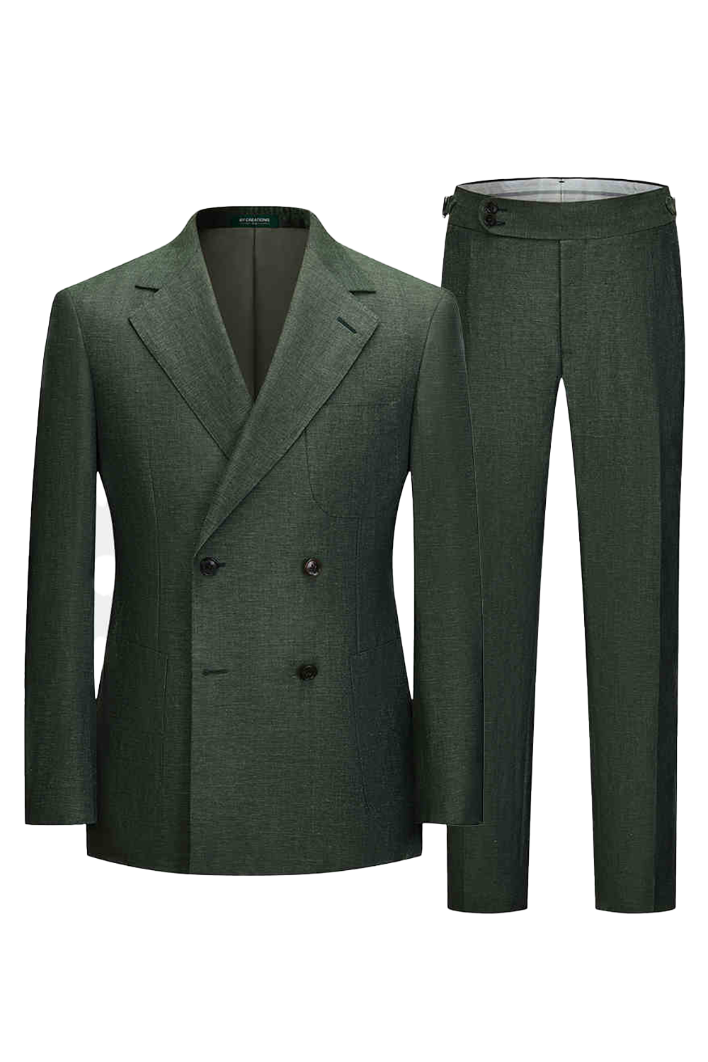 Lanifício Vitale Barberis Canonico - Costume double breasted 4x1, half canvas em lã e linho, com lapela notched - Verde