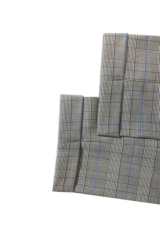 Calça em modelagem italiana, cintura alta, com ajustadores laterais e passantes - Brit Cinza príncipe de galês