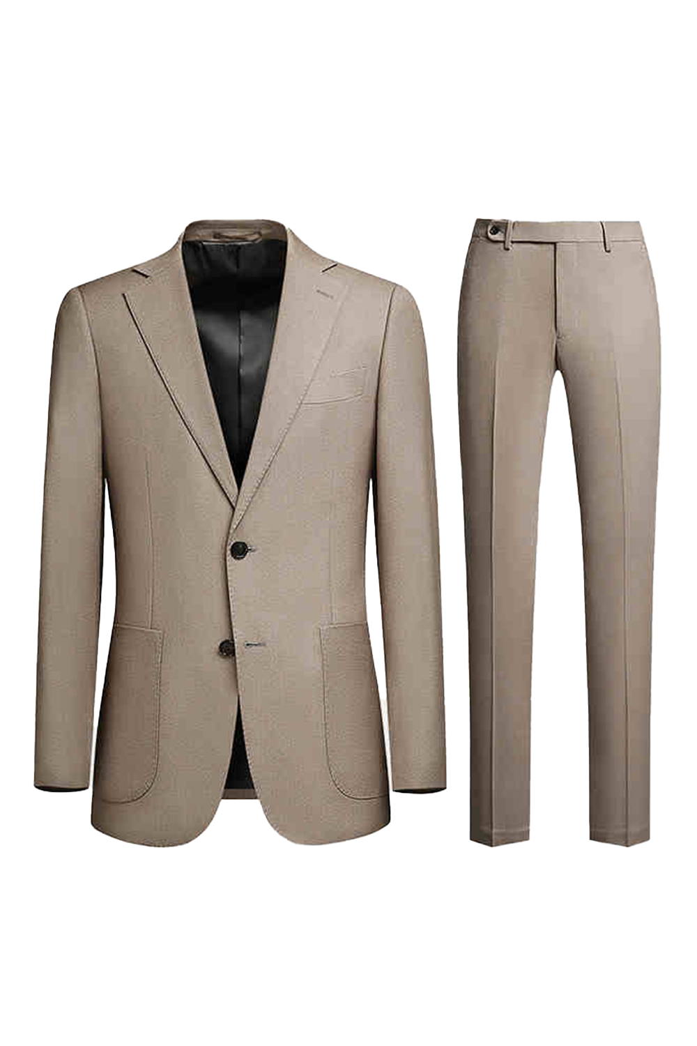 Costume single breasted em poliviscose e elastano, com lapela notched - Khaki