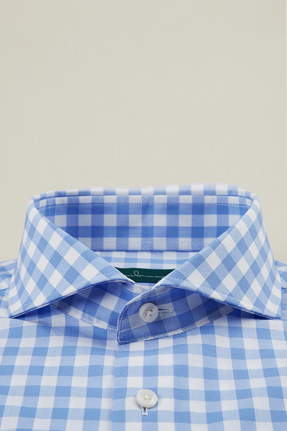 Camisa de manga comprida com colarinho windsor, 100% algodão - Xadrez azul claro