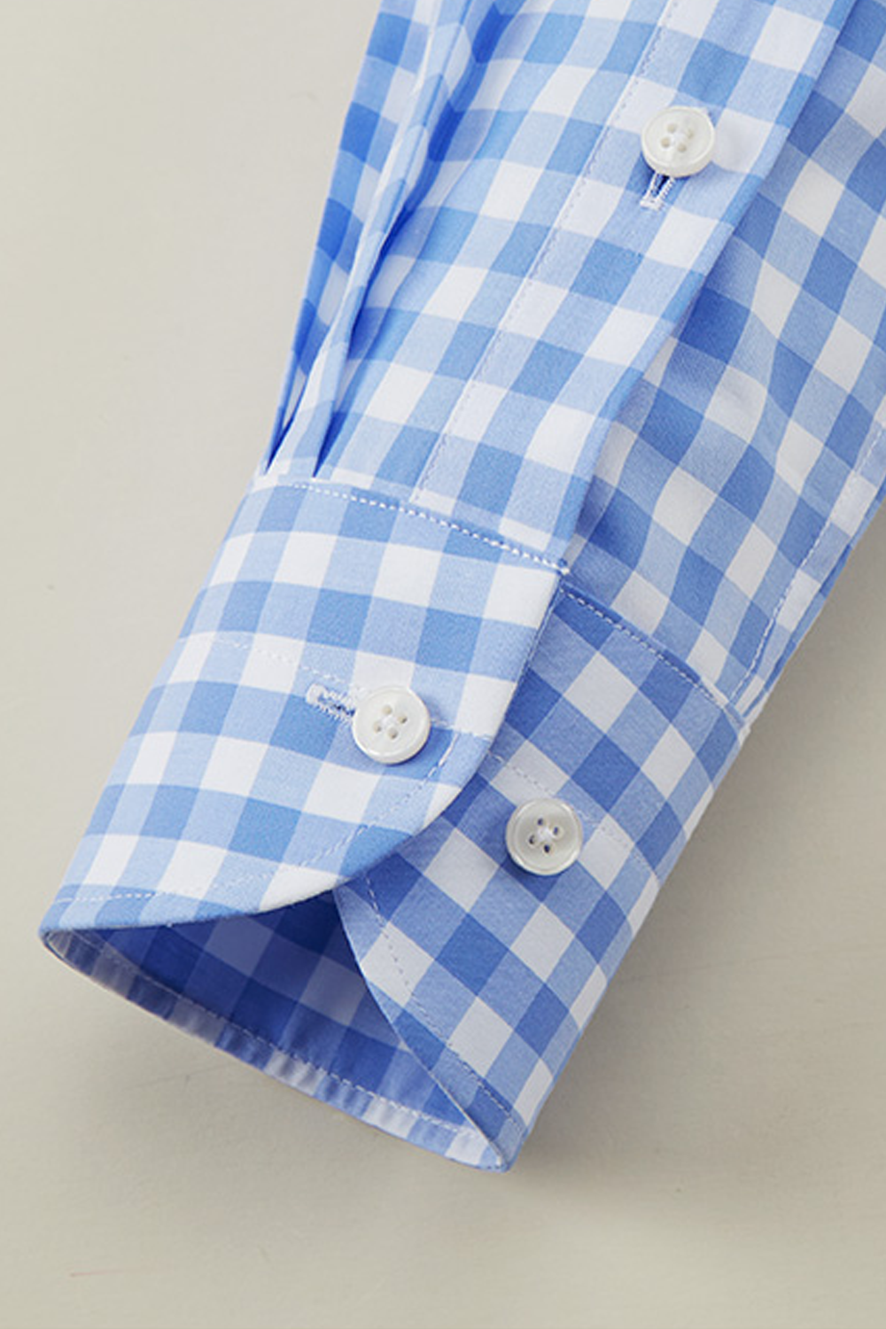 Camisa de manga comprida com colarinho windsor, 100% algodão - Xadrez azul claro