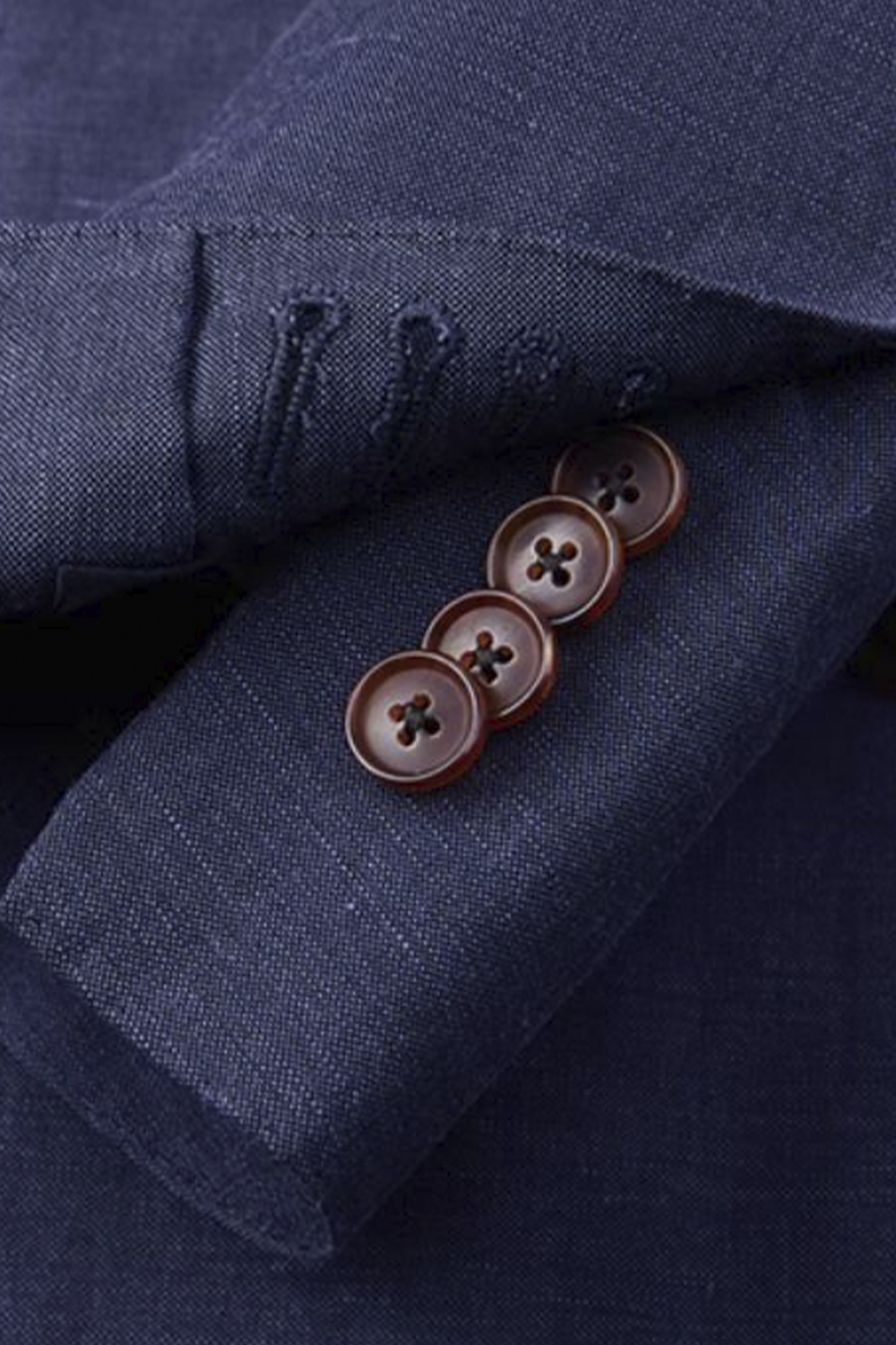 Lanifício Vitale Barberis Canonico - Costume double breasted 4x1, half canvas em lã e linho, com lapela notched - Azul