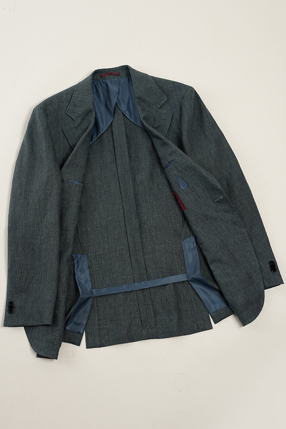 Blazer single breasted, desestruturado com lapela notched, 100% linho - Azul pavão ACT