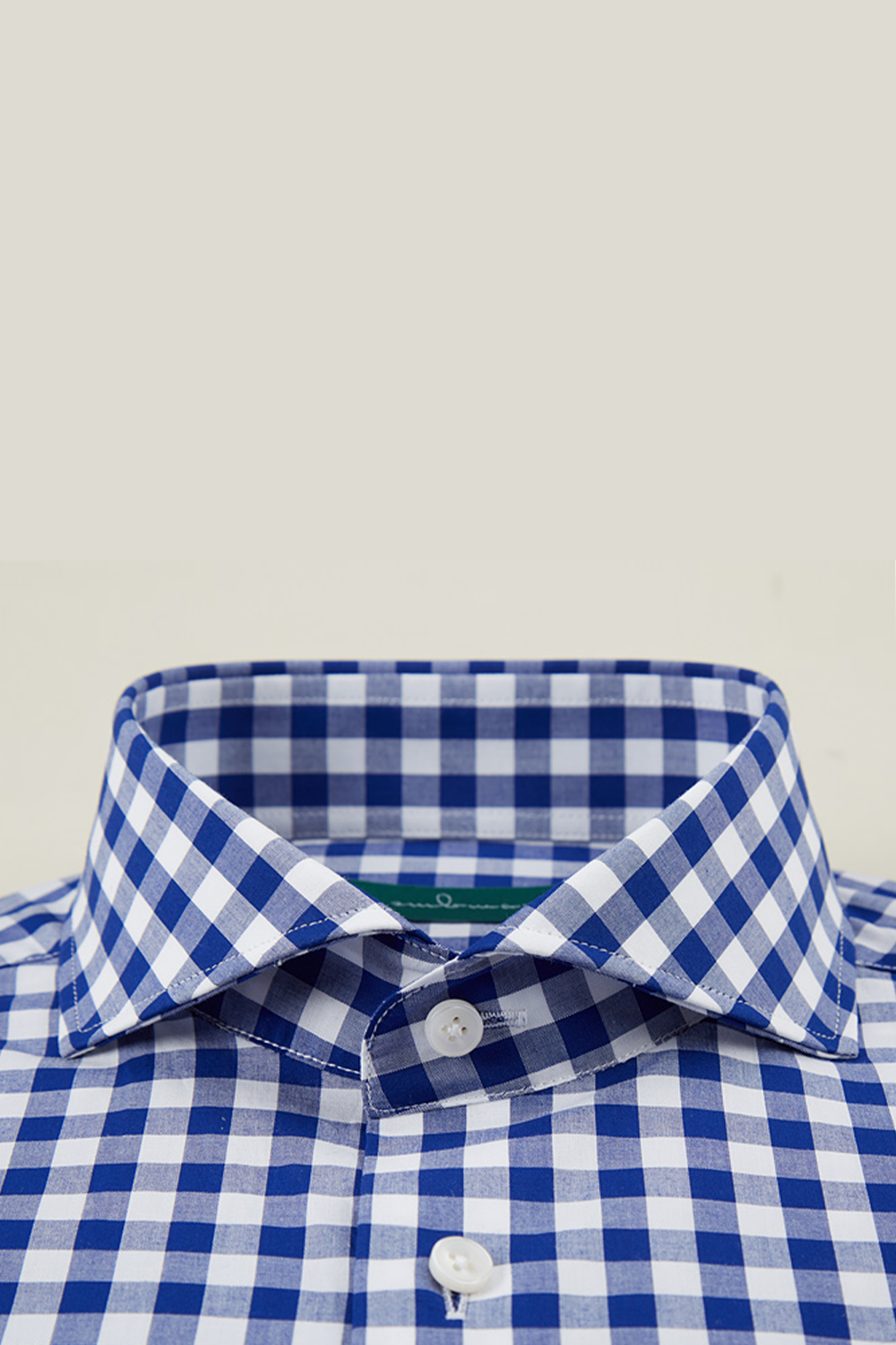 Camisa de manga comprida com colarinho windsor, 100% algodão - Xadrez azul marinho