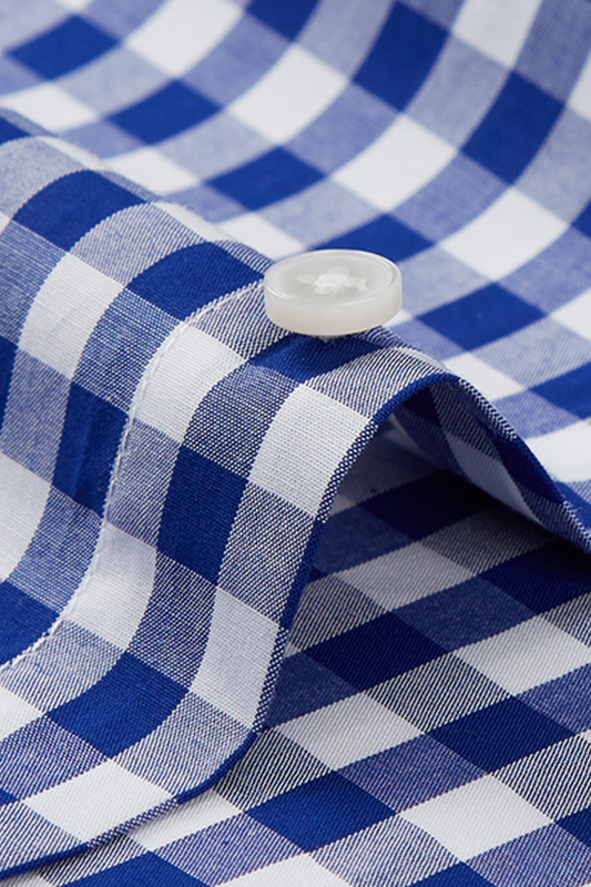Camisa de manga comprida com colarinho windsor, 100% algodão - Xadrez azul marinho