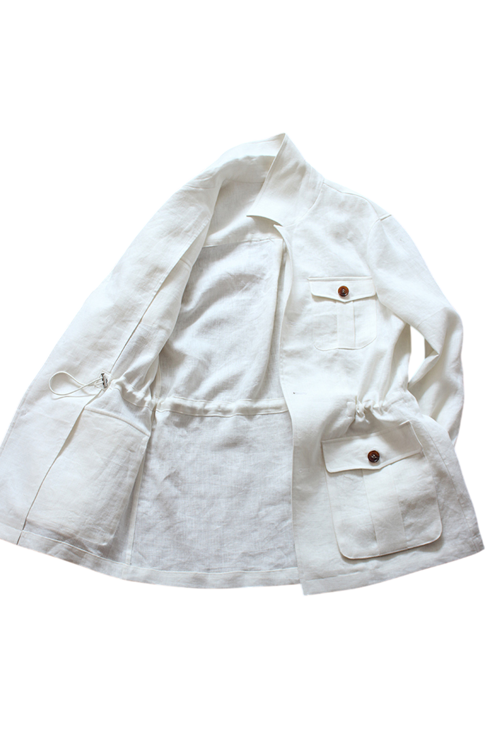 Safari Jacket desestruturado, com ajuste interno 100% linho - Branco LINEN